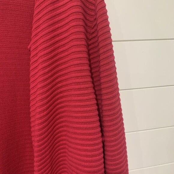Talbots Plus Sz 3X Knitted Ribbed Cardigan Open Front Long Sleeve Hot Pink - Picture 3 of 7